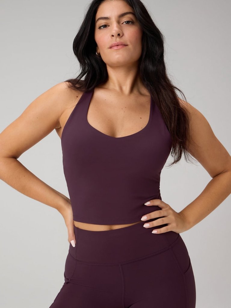 Fabletics Anywhere Cropped Built-In Bra Tank Oxblood S Nwt